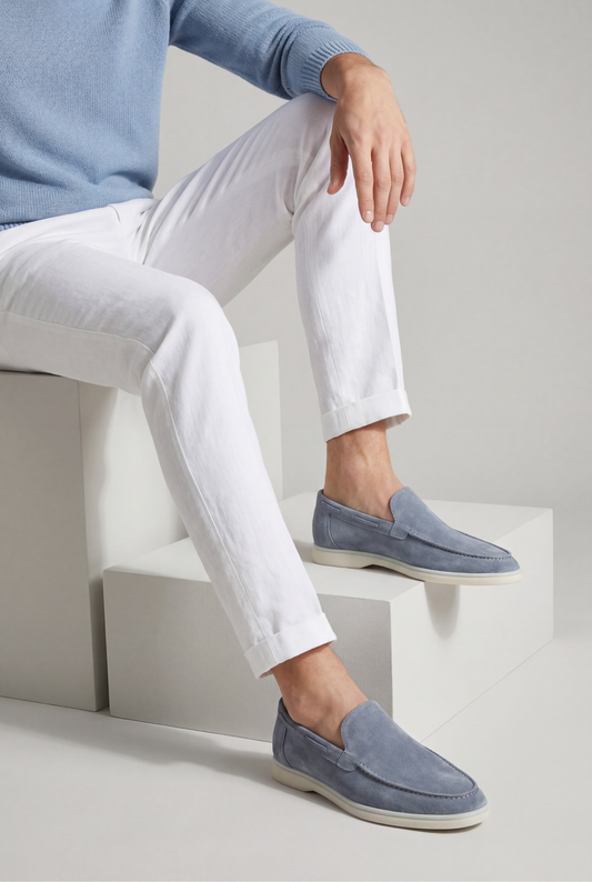 Amalfi Classic Suede Loafer Baby Blue