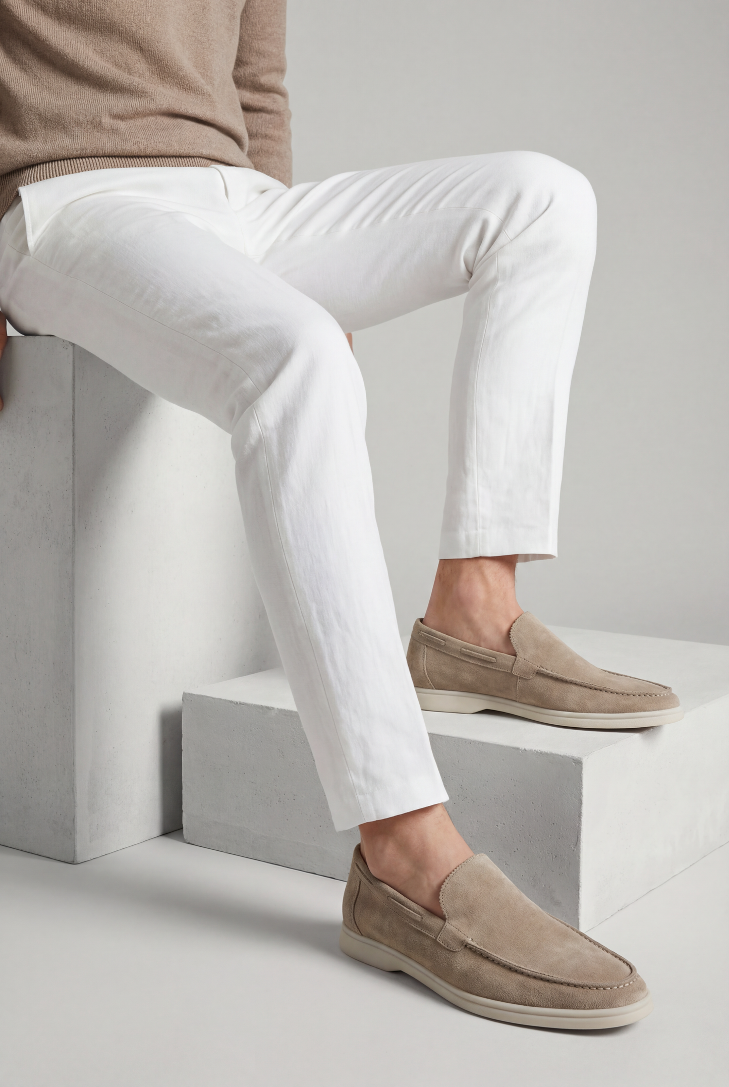 Amalfi Classic Suede Loafer Light Gray