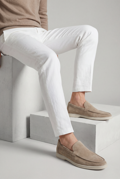 Amalfi Classic Suede Loafer Light Gray