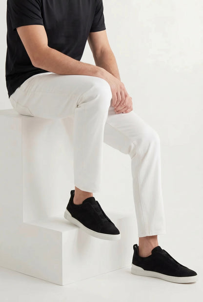 Monaco Suede Triple Stitch Sneaker Black