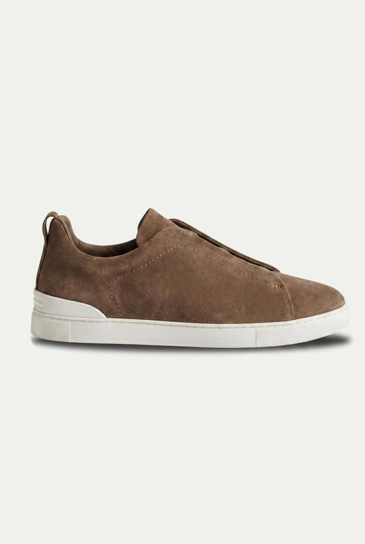 Monaco Suede Triple Stitch Sneaker Taupe