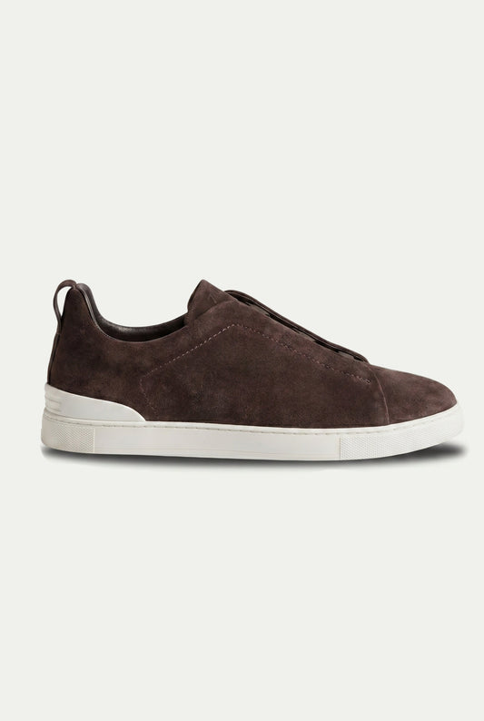Monaco Suede Triple Stitch Sneaker Chocolate