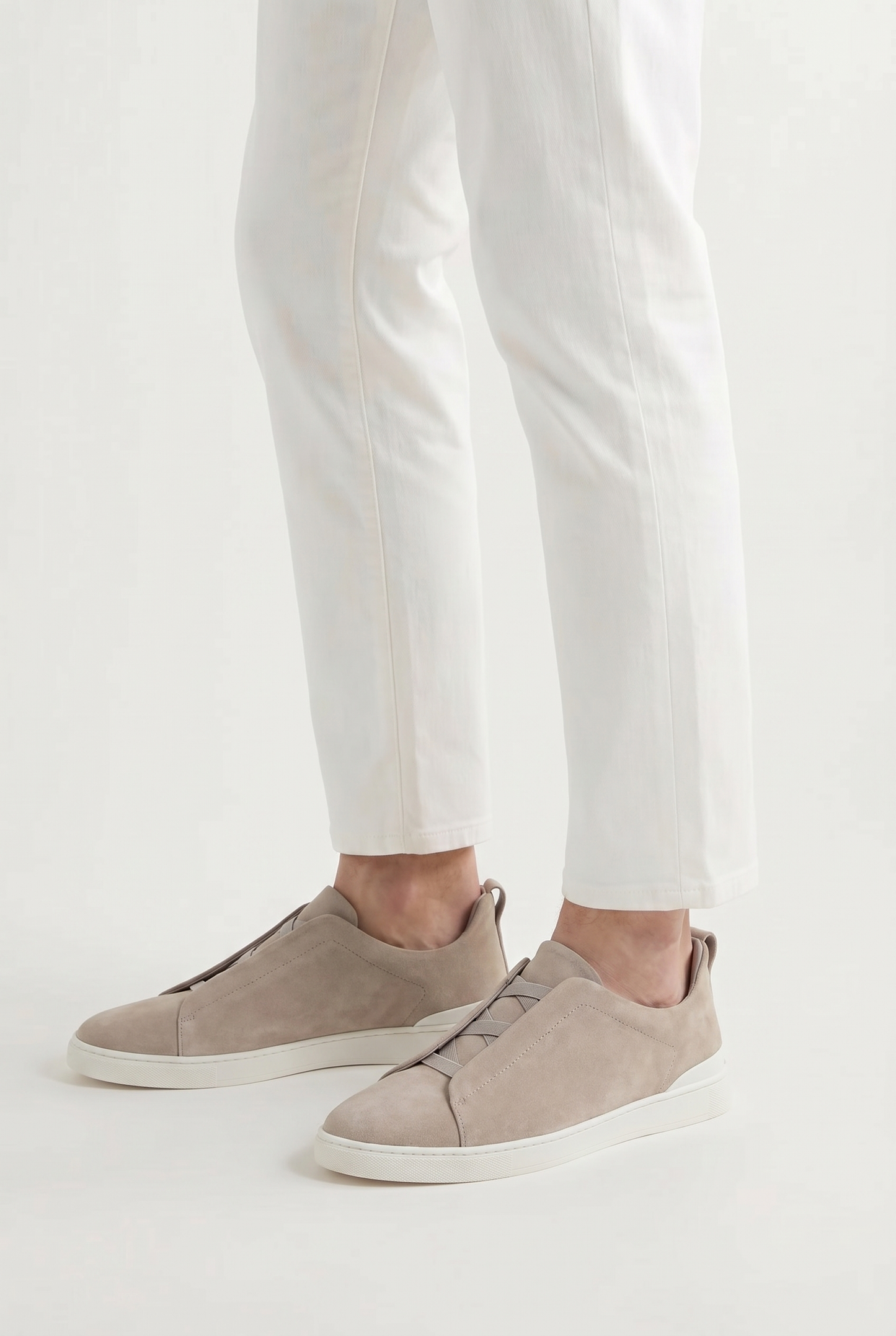 Monaco Suede Triple Stitch Sneaker Sand Beige