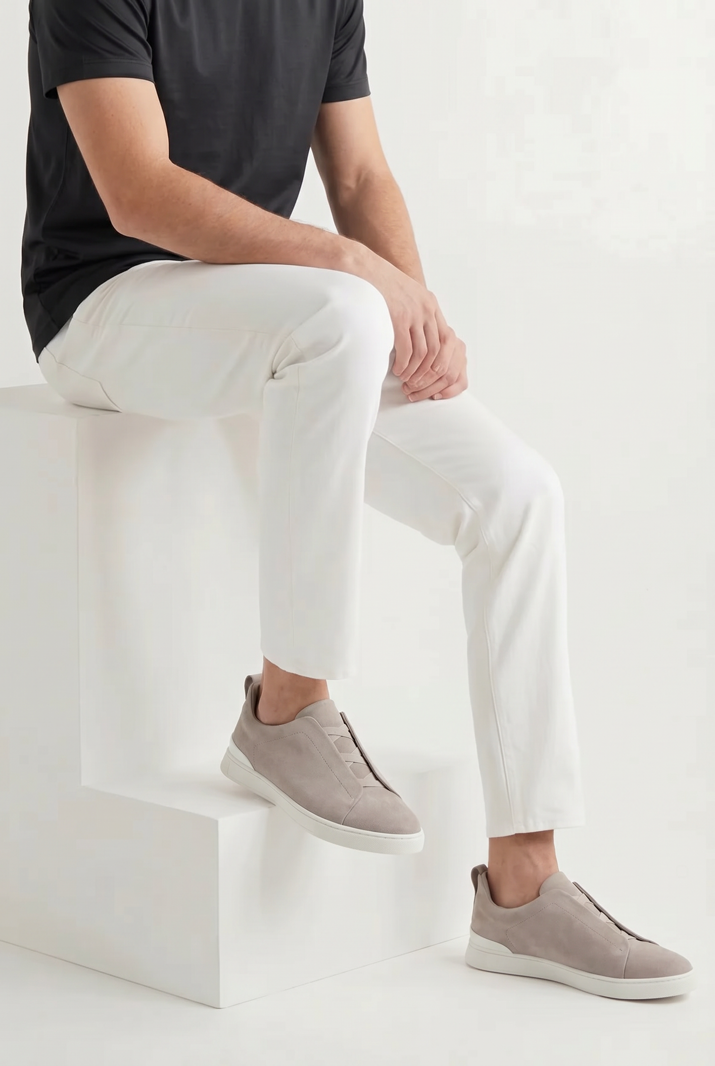 Monaco Suede Triple Stitch Sneaker Sand Beige