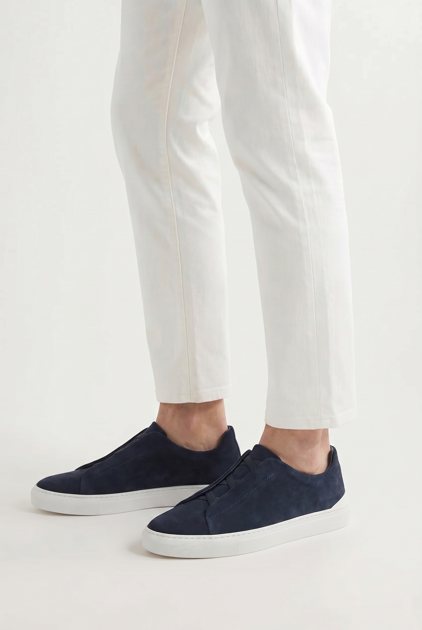 Monaco Suede Triple Stitch Sneaker Navy