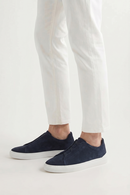 Monaco Suede Triple Stitch Sneaker Navy
