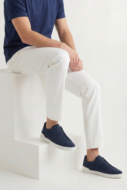 Monaco Suede Triple Stitch Sneaker Navy