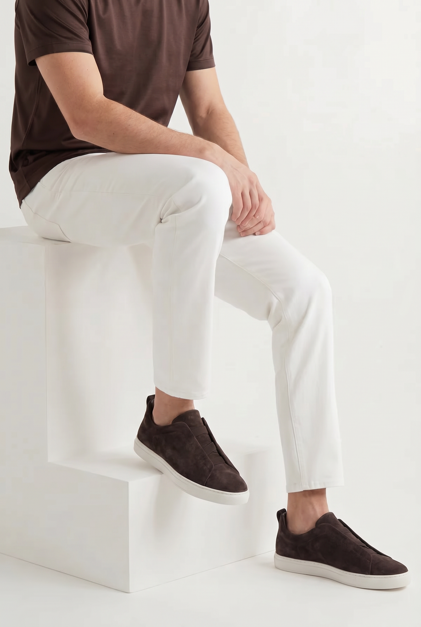 Monaco Suede Triple Stitch Sneaker Chocolate