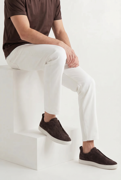 Monaco Suede Triple Stitch Sneaker Chocolate