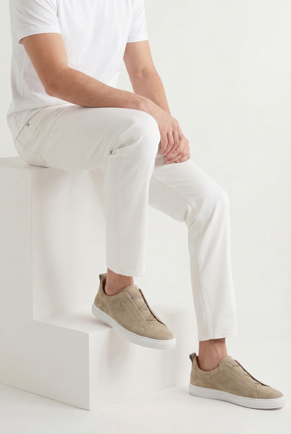 Monaco Suede Triple Stitch Sneaker Saga Olive